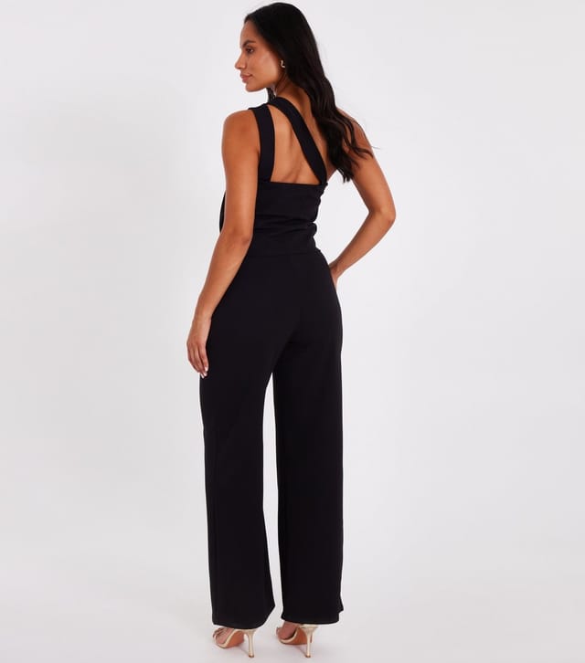 Quiz Women's Black One Shoulder Wide Leg Jumpsuit Quiz New Look - 3