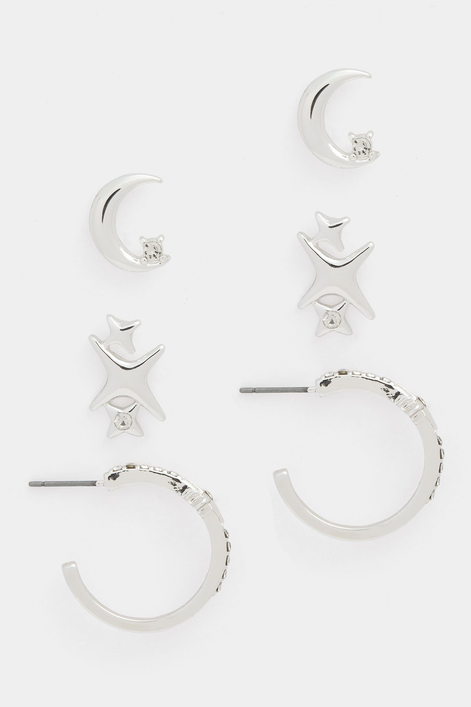 Yours 3 Pack Silver Tone Celestial Hoop Earrings