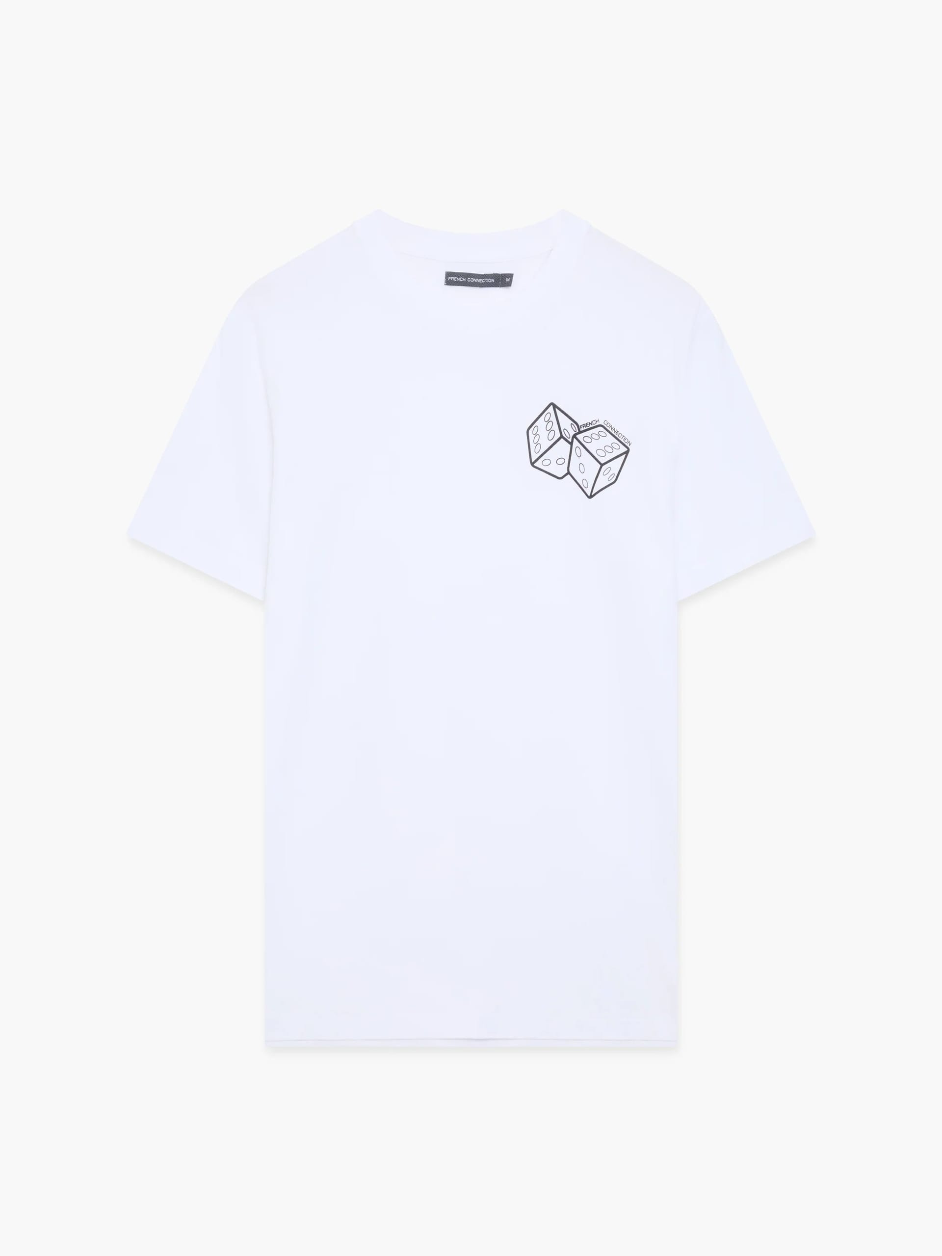 French Connection White/Black Dice Graphic T-Shirt
