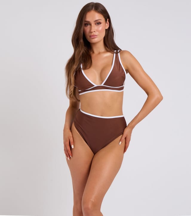Urban Bliss Women's Brown Contrast Trim Bikini Bottoms Urban Bliss New Look - 3