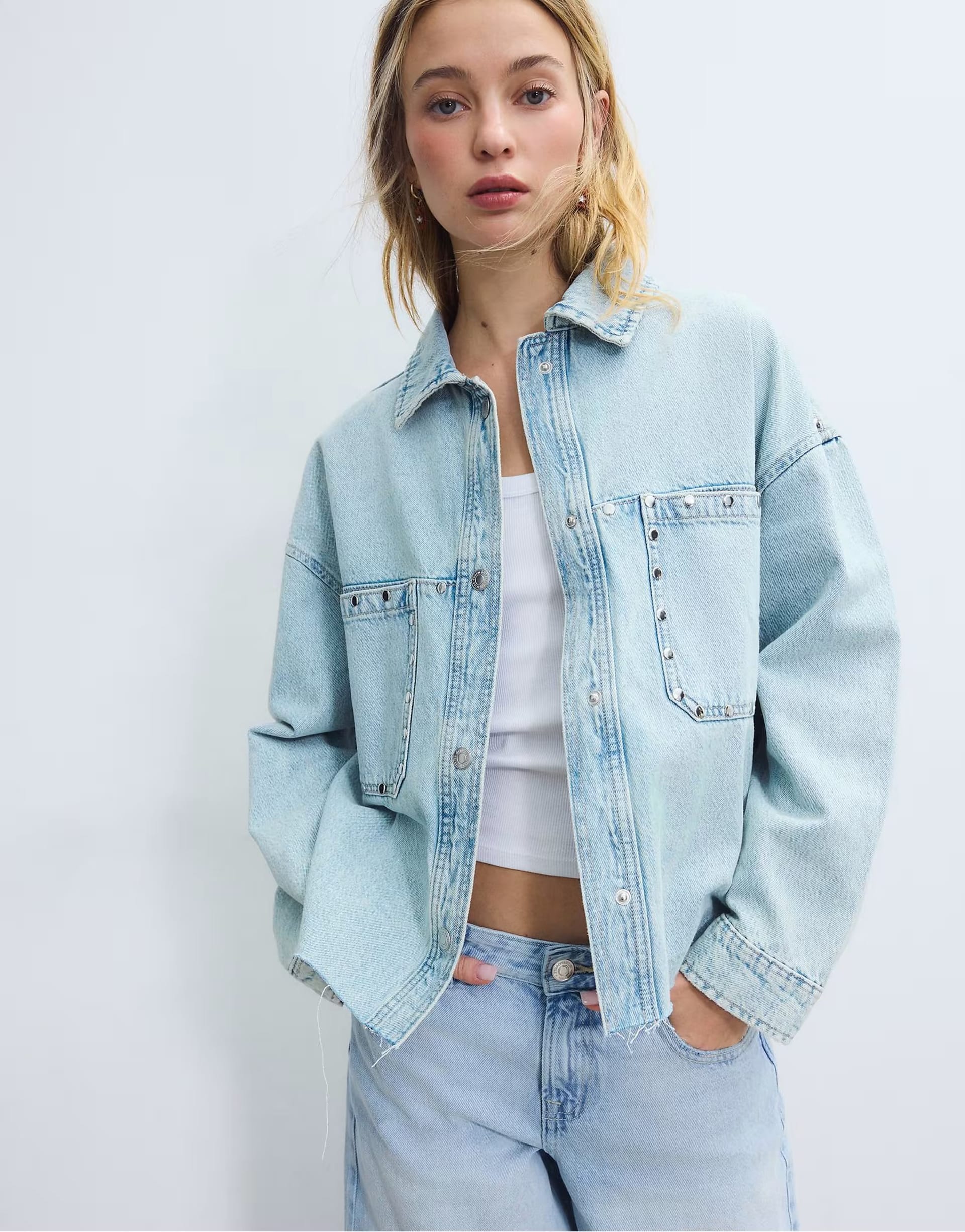 ASOS Medium Blue Denim Cropped Overshirt