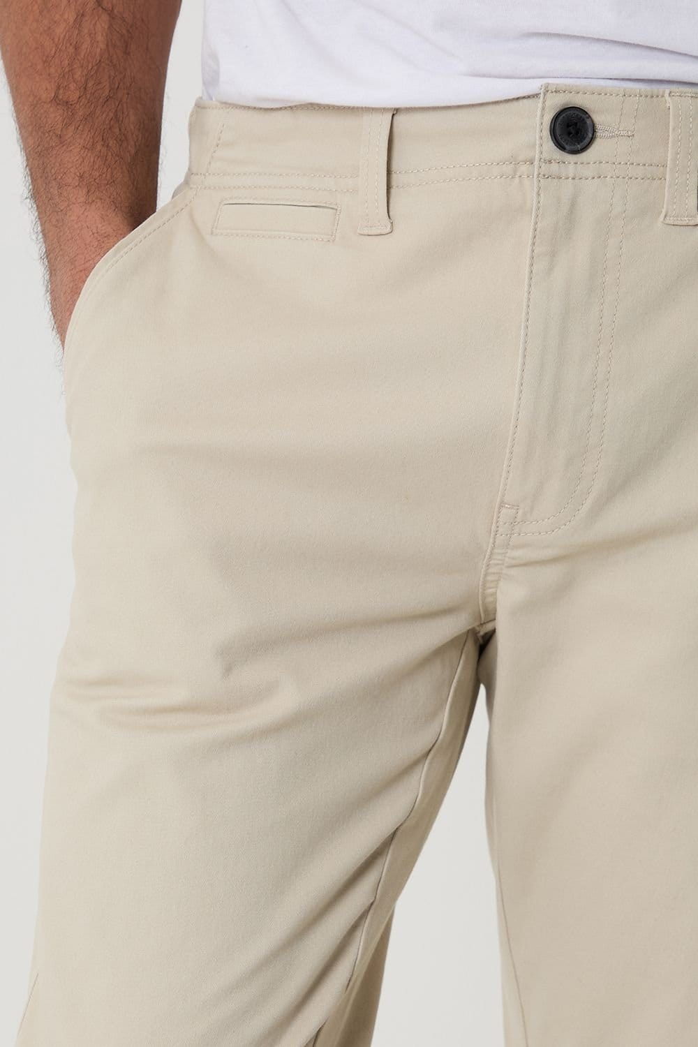 Threadbare Threadbare Men's Cotton Slim Fit Chino Trousers With Stretch in Light Stone - 4