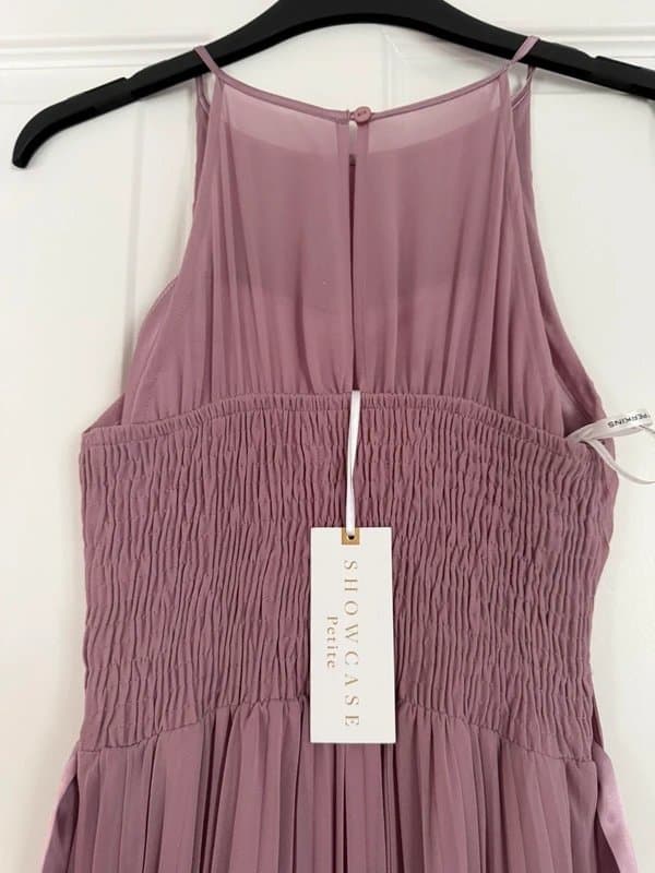 Showcase Pleated dark rose long bridesmaid dress