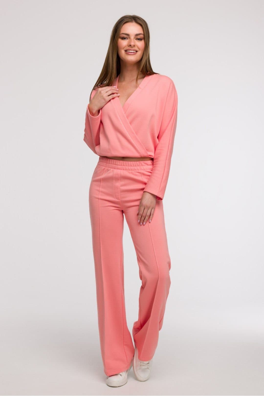 Love Lace Love Lace Women's Wide Leg Sweatpants Elastic Waist Trouser in Pink