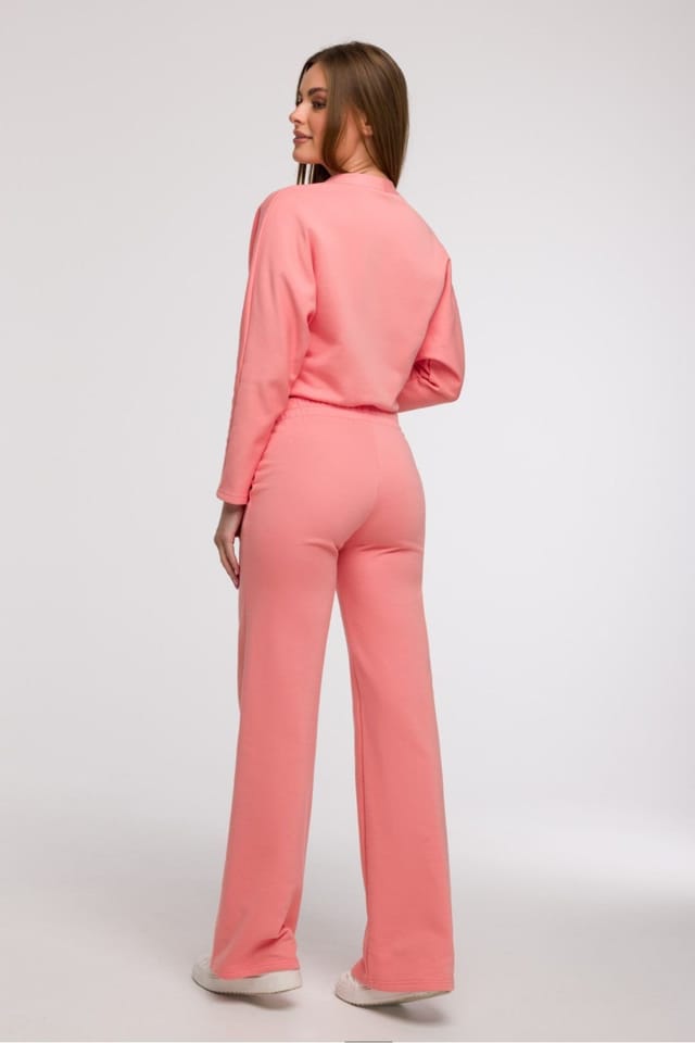 Love Lace Love Lace Women's Wide Leg Sweatpants Elastic Waist Trouser in Pink - 2
