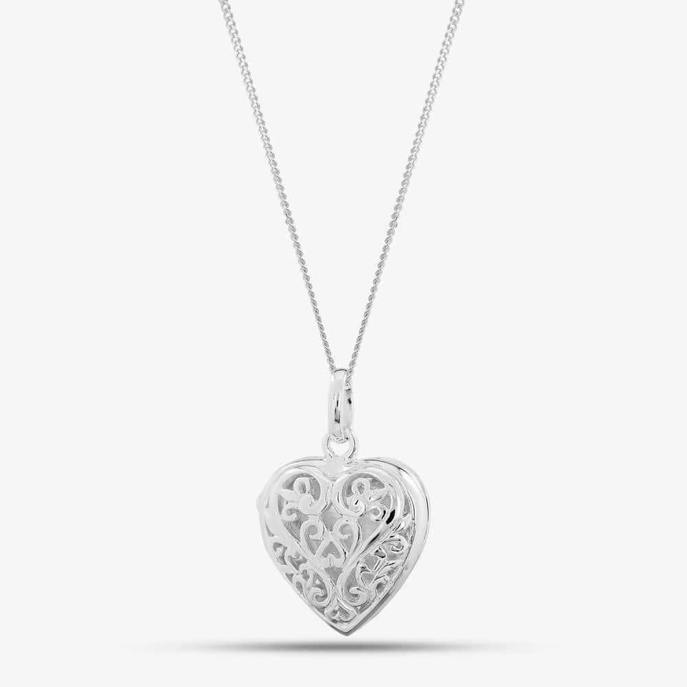 T.H.Baker T.H.Baker Women's Silver Filigree Heart Locket 8-65-1953