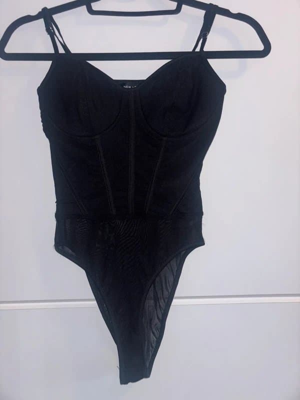 New Look Black corset style body suit - size 8