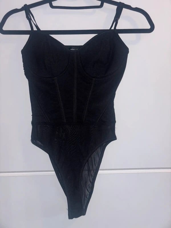 New Look Black Corset Bodysuit - Size 8