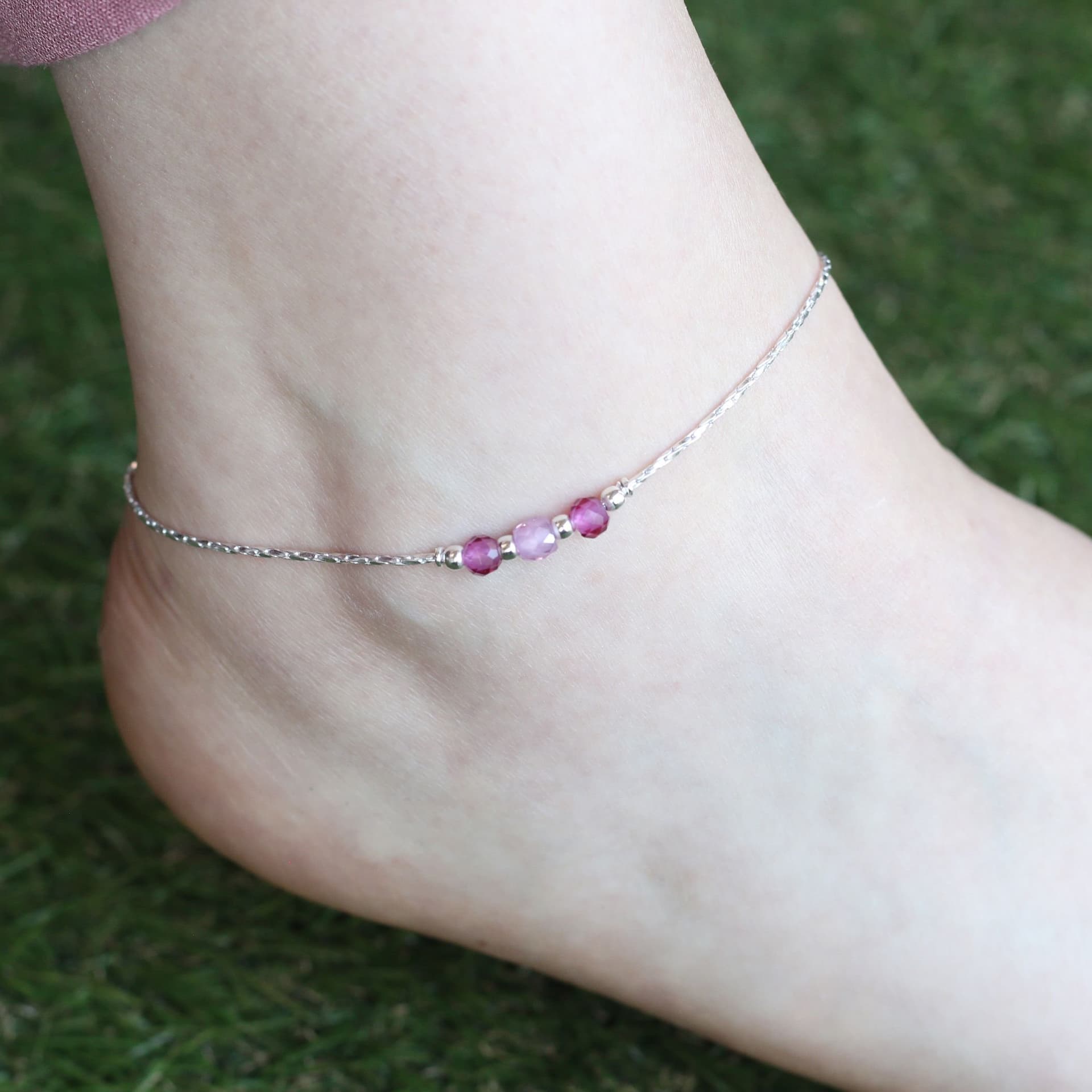 The Colourful Aura The Colourful Aura Women's Pure Silver Beaded Anklet