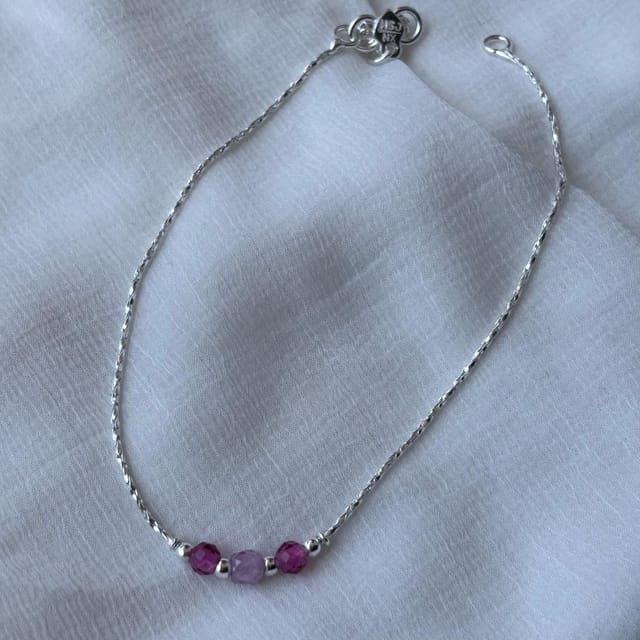 The Colourful Aura The Colourful Aura Women's Pure Silver Colourful beaded Summer Indie Boho Indian Payal Anklet - 3