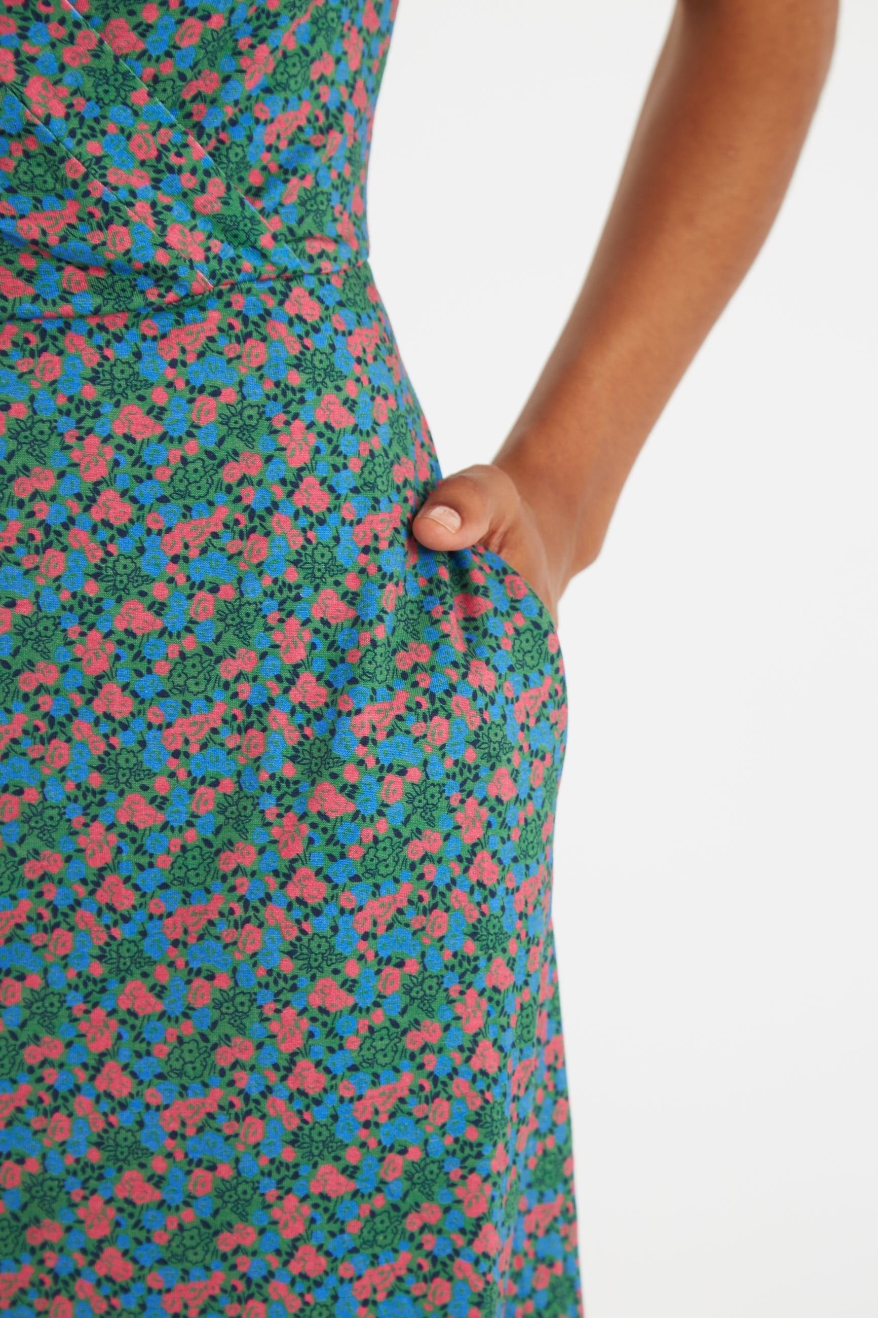 Louche Louche Women's Frankie Spring Bloom Wrap Mini Jersey Dress in Blue - 4