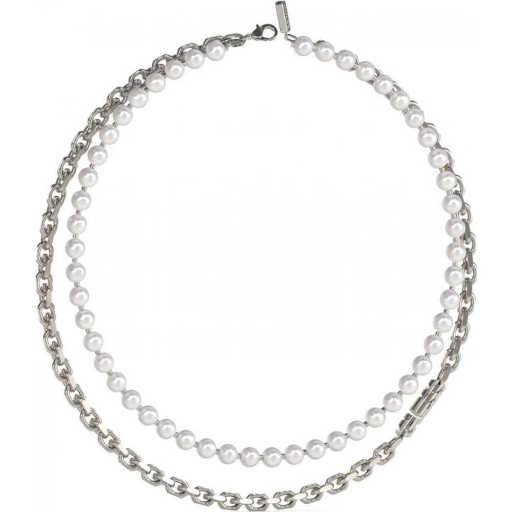 Guess Guess Silver Pearl and Chain Necklace