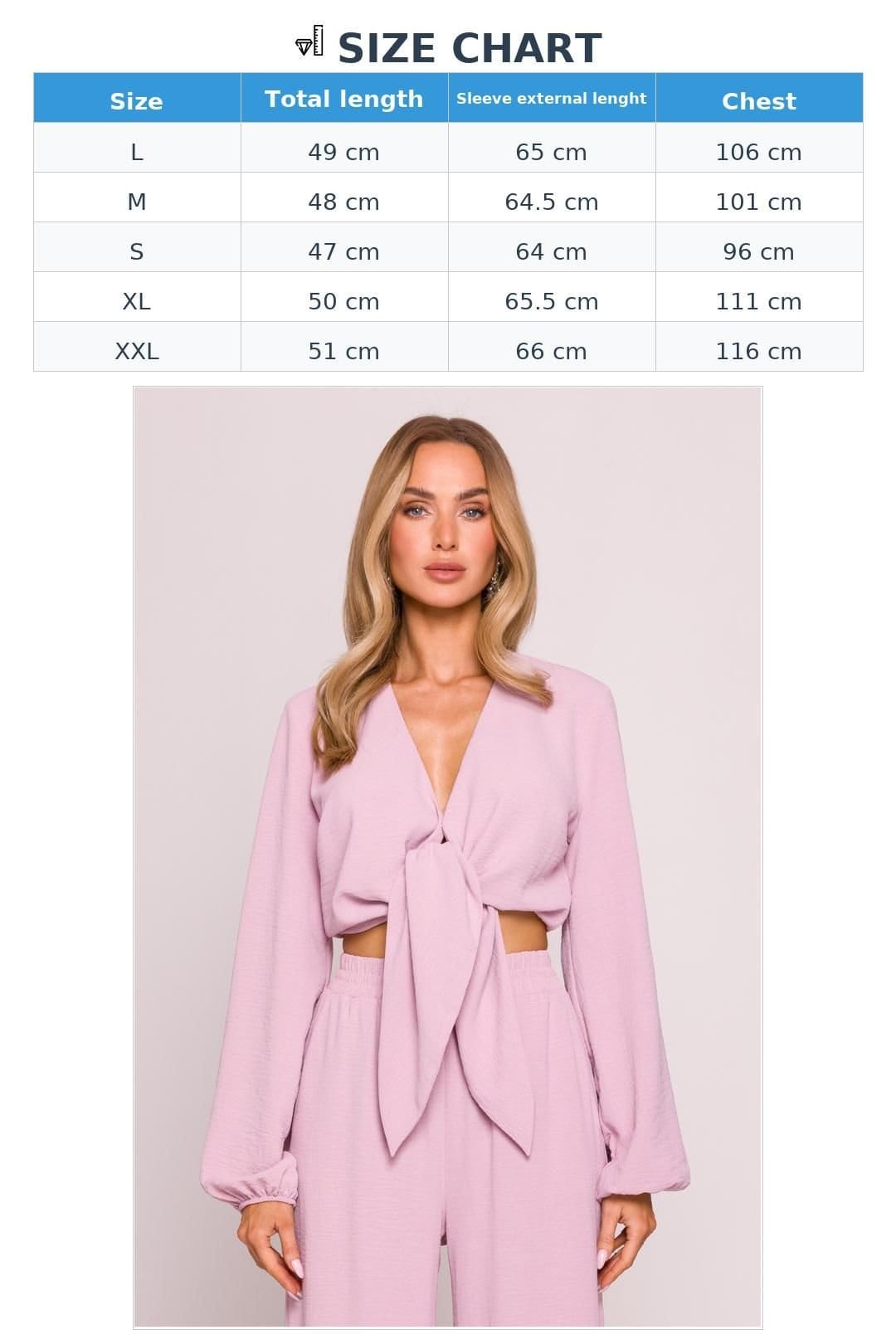 Love Lace Love Lace Women's Crepe Wrap Front Crop Blouse with V Neck in Pink - 4