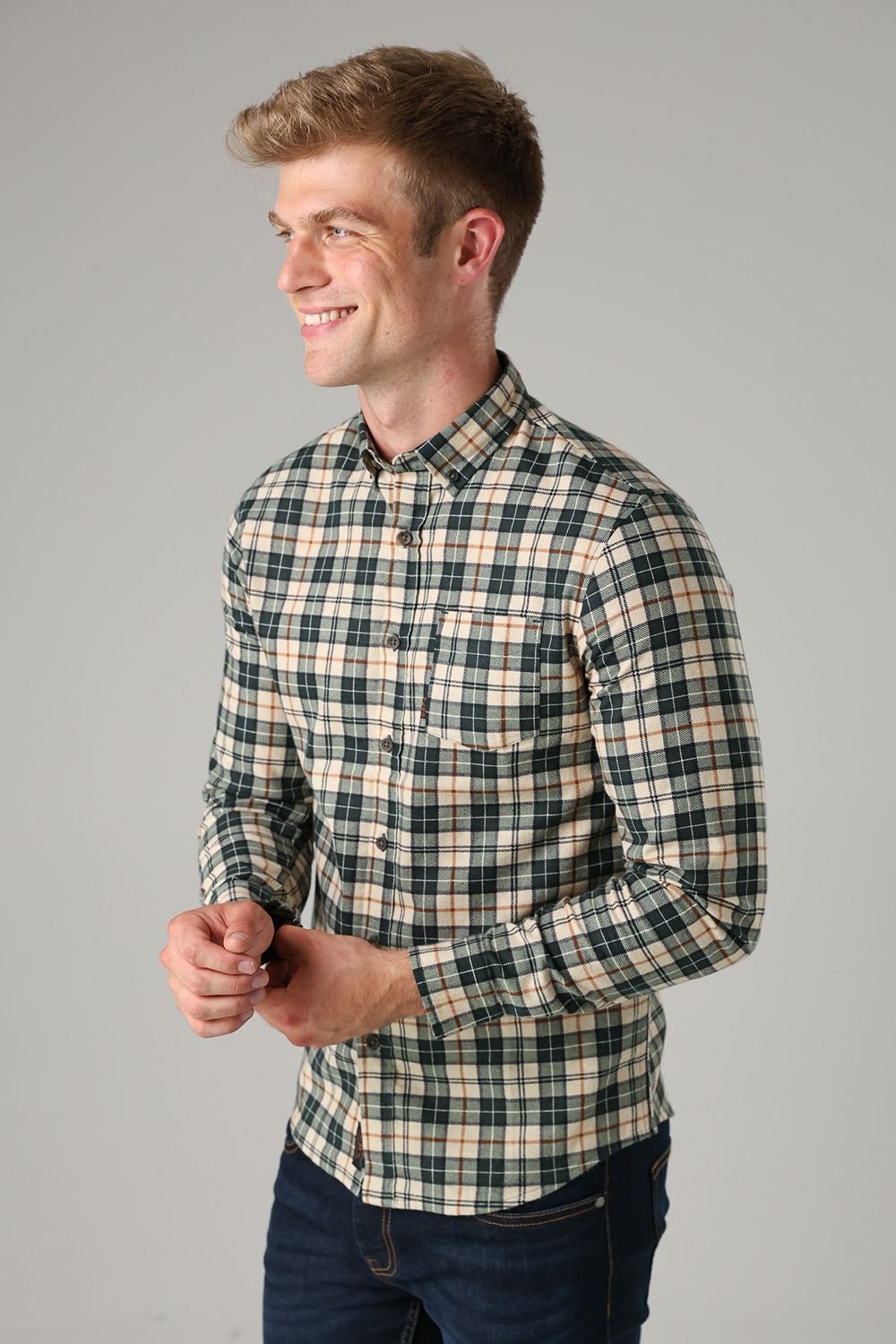 Tokyo Laundry Tokyo Laundry Men's Cotton Printed Long Sleeve Shirt in Green - 4