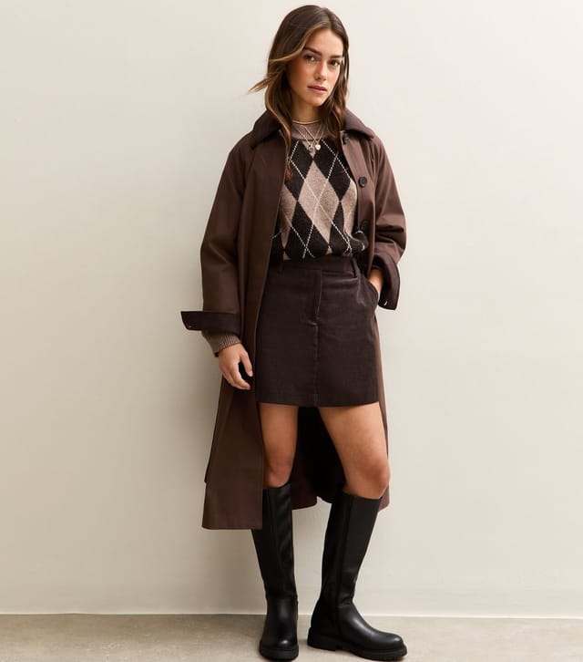 New Look Women's Petite Dark Brown Corduroy Mini Skirt New Look - 3
