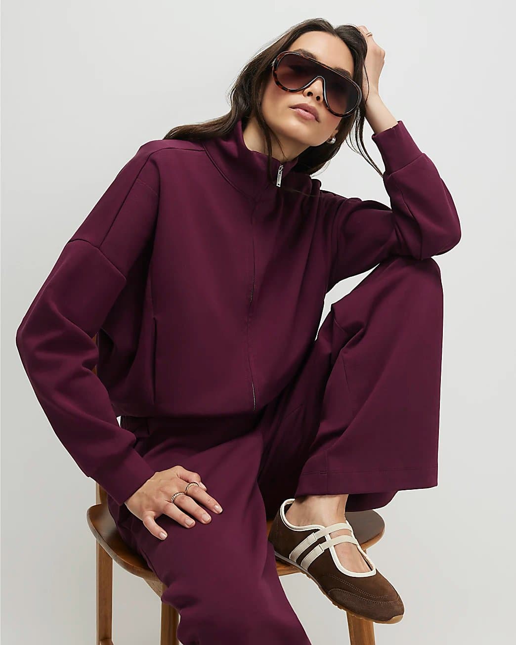 River Island River Island Womens Purple Zip Up Interlock Bomber Jacket
