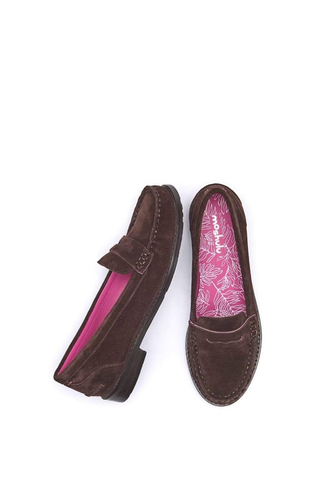 Moshulu Moshulu Women's 'Petrel Suede' Suede Loafers in Dark Brown - 2