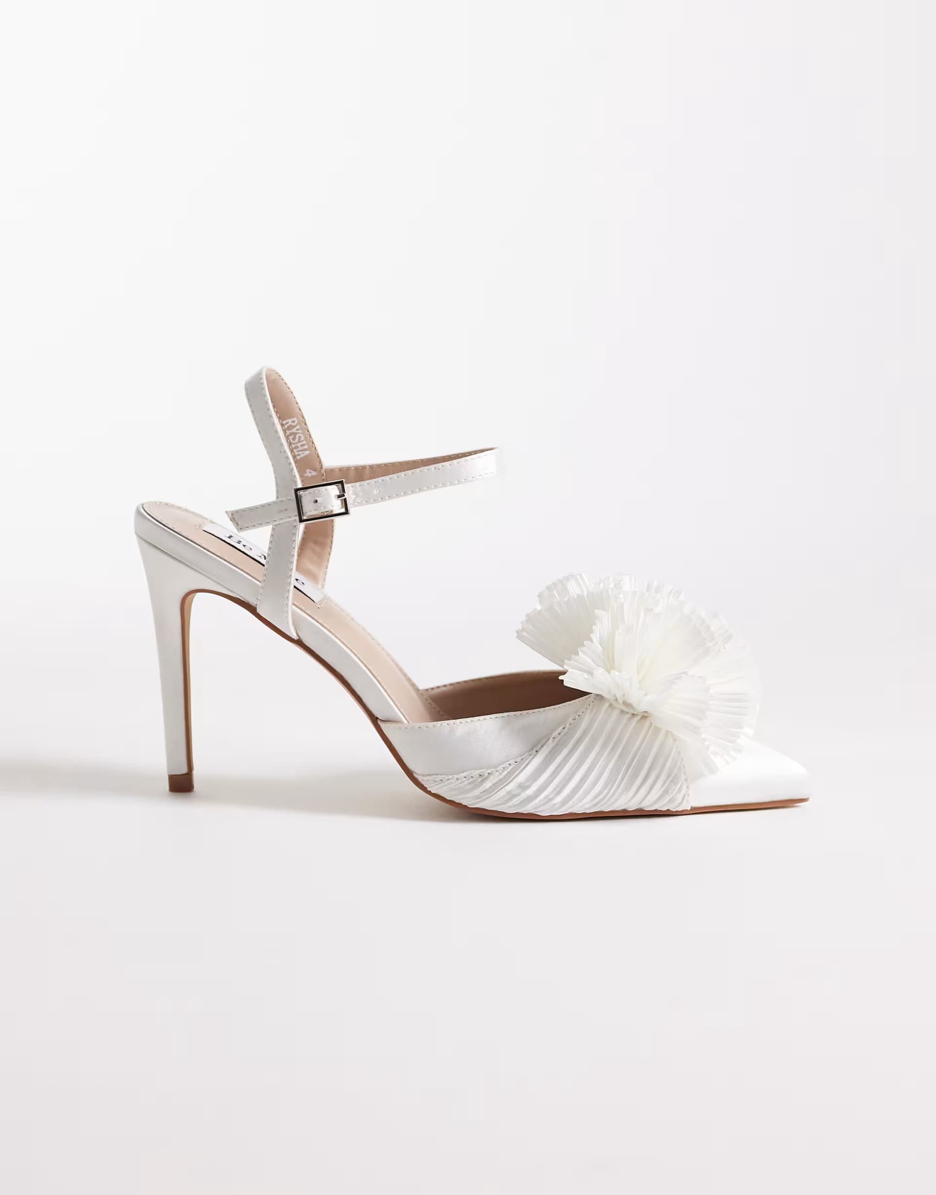 ASOS Be Mine Bridal Rysha pointed toe heeled shoes with flower detail in ivory