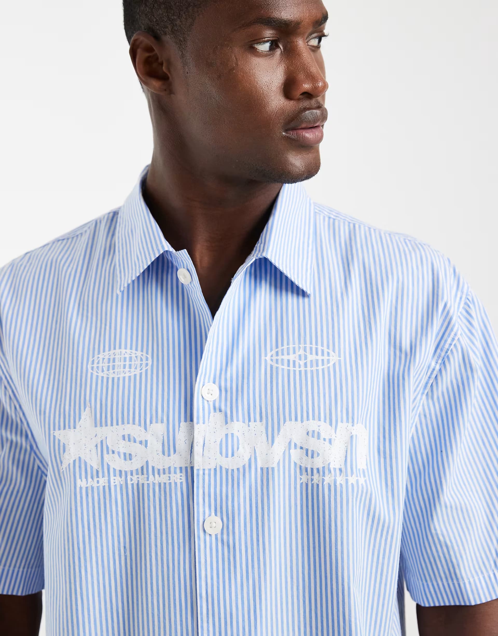ASOS Cotton On Alex short sleeve shirt in blue stripe