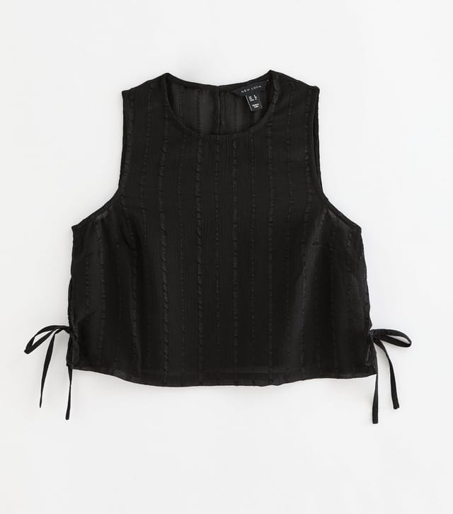 New Look Women's Black Striped Tie Side Beach Sleeveless Top New Look - 2