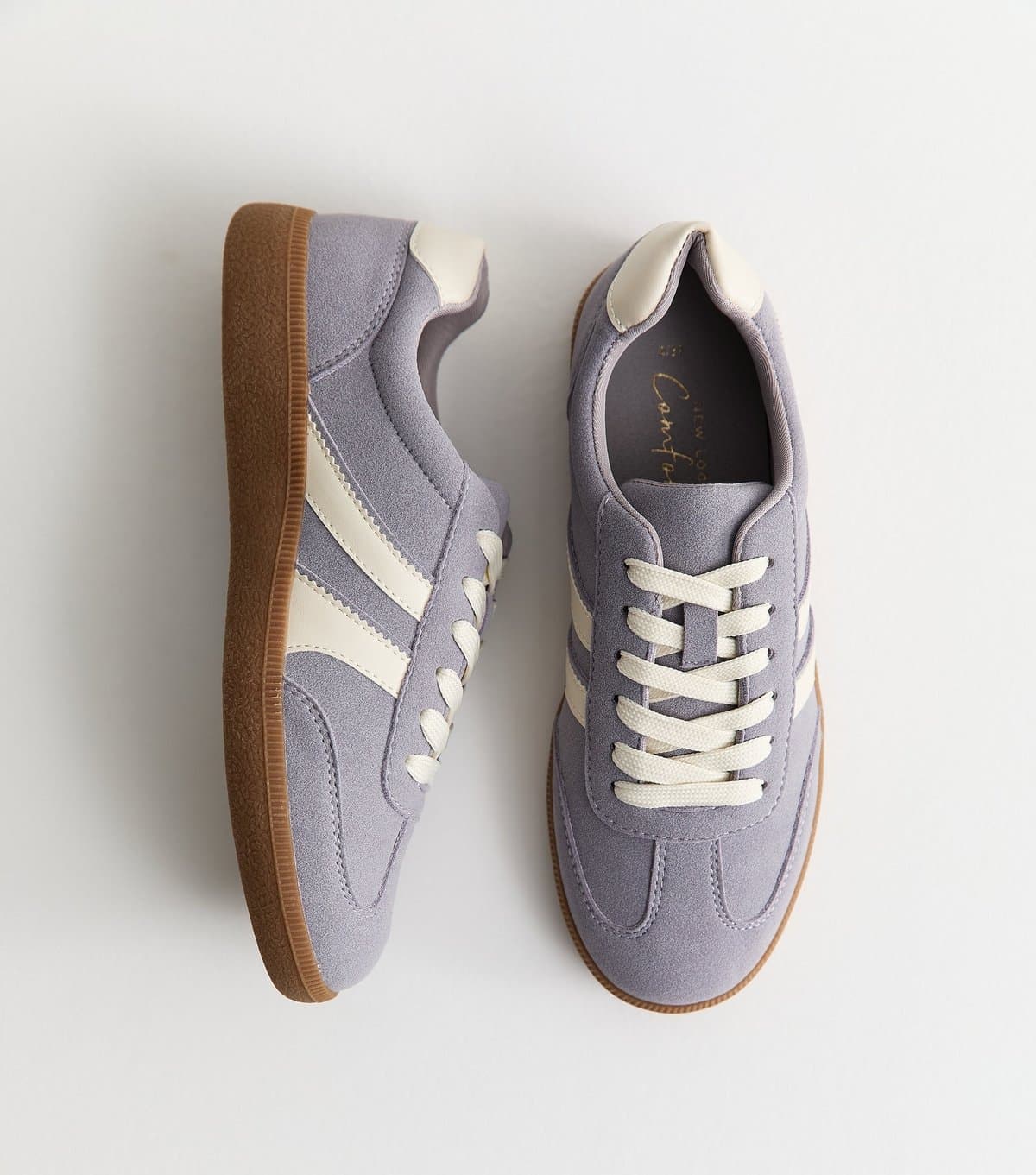 New Look New Look Lilac Faux Suede Contrast Stripe Trainers