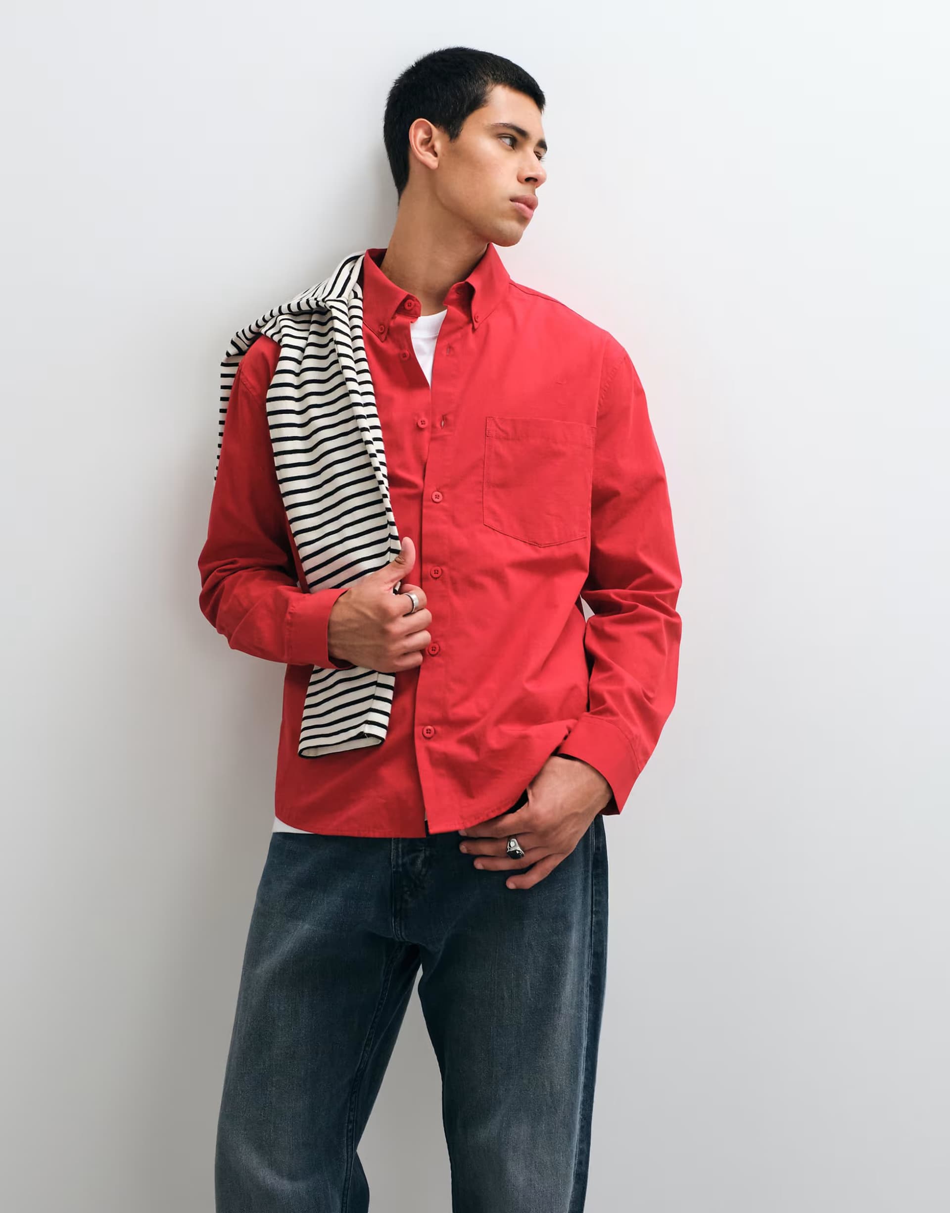 ASOS ASOS DESIGN relaxed poplin shirt in red