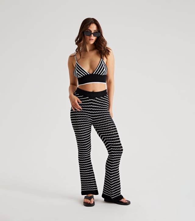 Urban Bliss Women's Black  Pointelle Knit Trousers Urban Bliss New Look - 2