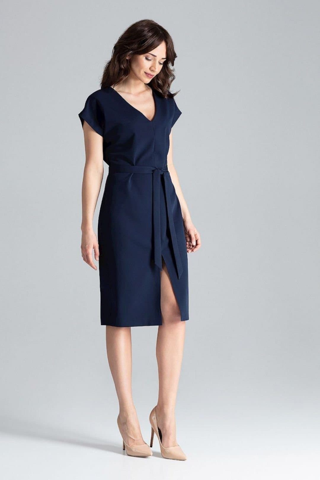 Love Lace Love Lace Women's Kimono Sleeve Waist Belt Dress in Navy