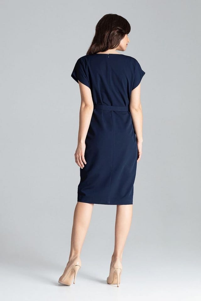 Love Lace Love Lace Women's Kimono Sleeve Waist Belt Dress in Navy - 3