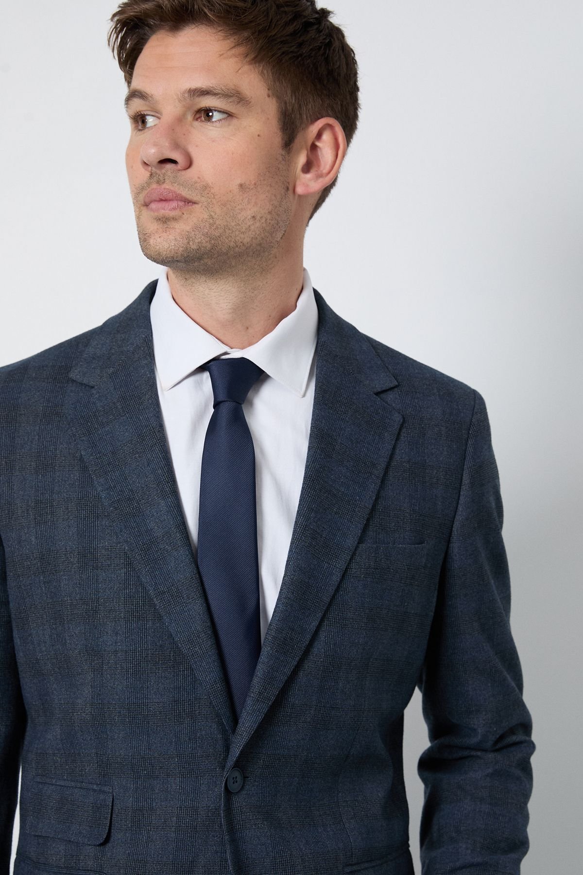 Burton Burton Men's Navy Check Tailored Fit Blazer - 3