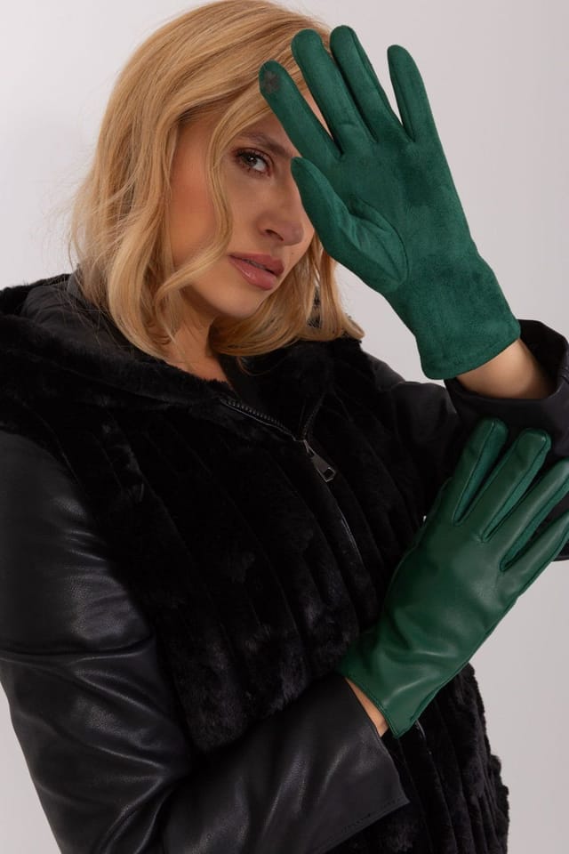 Love Lace Love Lace Women's Elegant Touchscreen Embroidered Flower Two Material Gloves For Phone in Green - 2