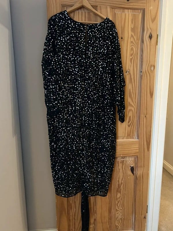 ASOS Black Sequin Wrap Dress Size 22