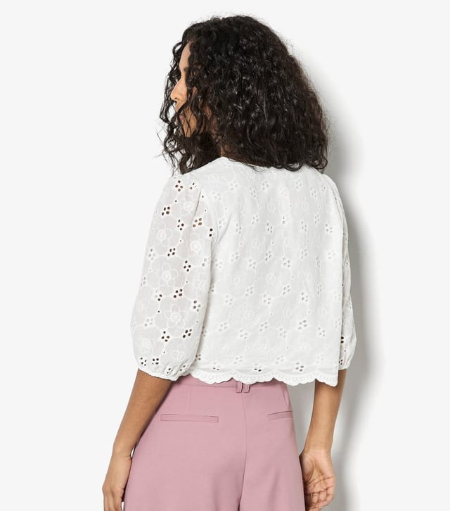 Apricot Women's White Cotton Broderie Anglaise Button Through Blouse Apricot New Look - 2