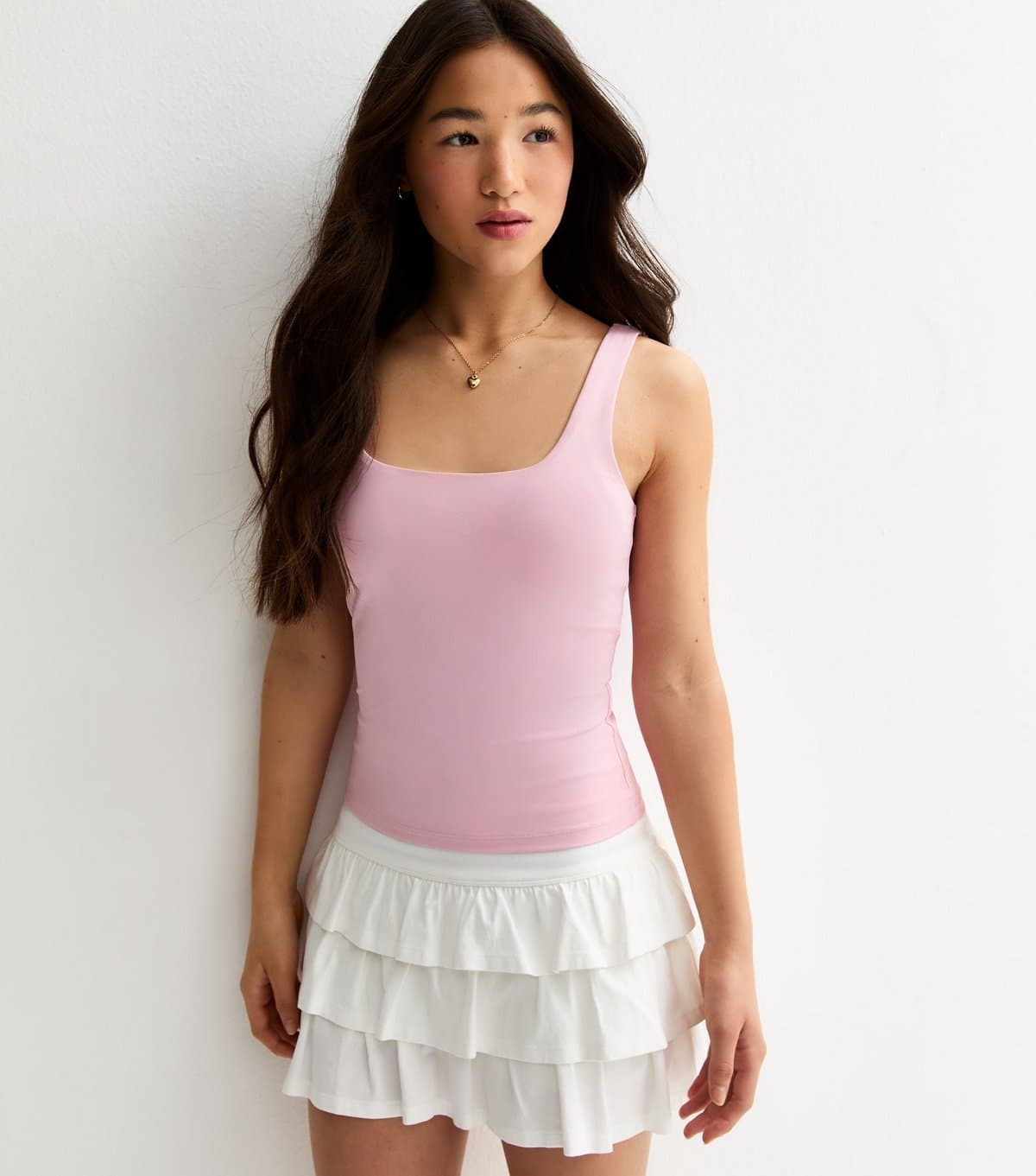 New Look Girls' Light Pink Slinky Square Neck Vest Top New Look