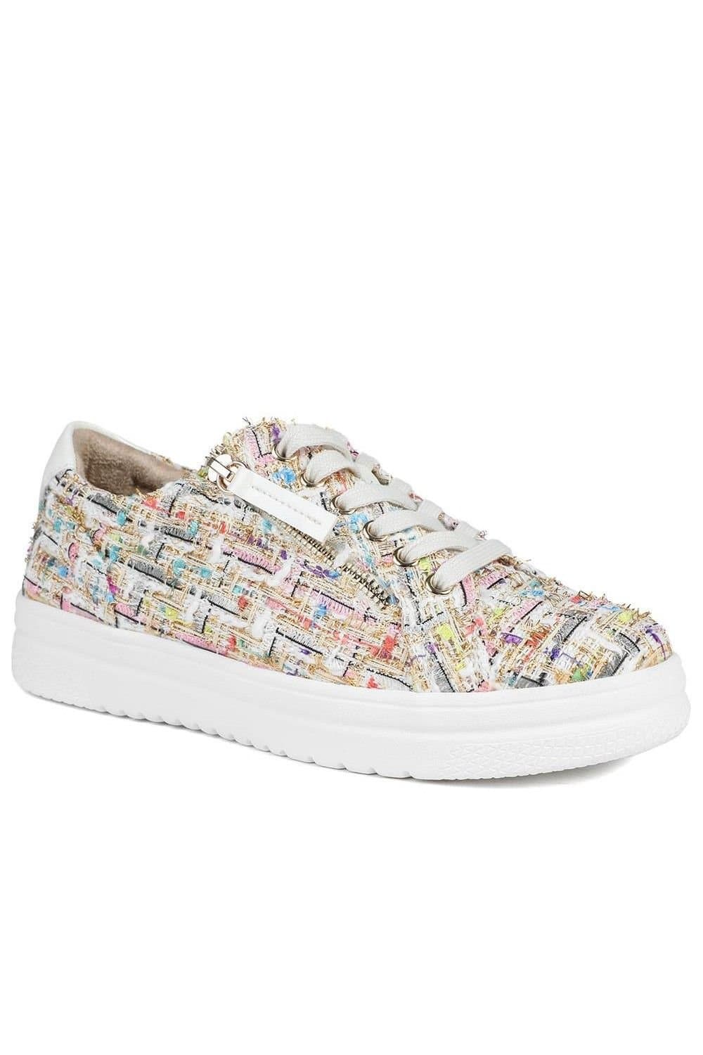 Pavers Pavers Women's Wide Fit Fabric Zip & Lace Trainers