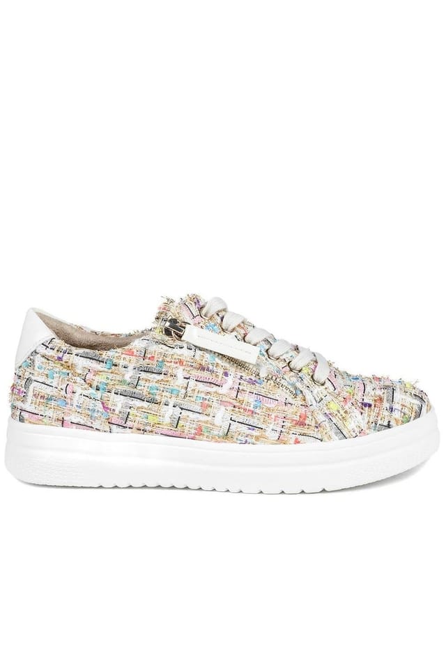 Pavers Pavers Women's Wide Fit Fabric Zip & Lace Trainers - 2