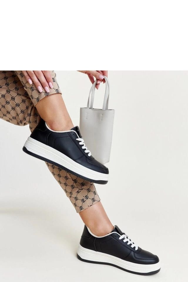 Love Lace Love Lace Women's Low Profile Platform Sneakers with Rubber Sole Lace Up in Black - 3