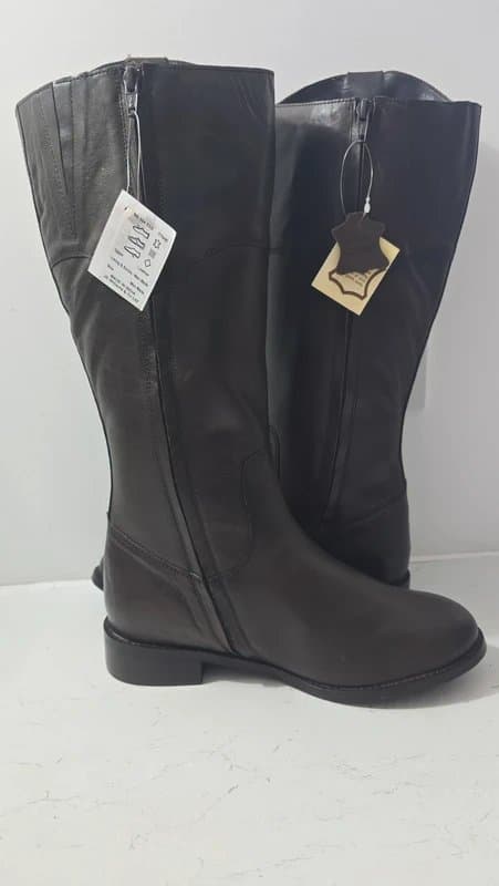 legroom Y2k Dark Brown Leather Studded Metal Hardware Wide Fit UK 6