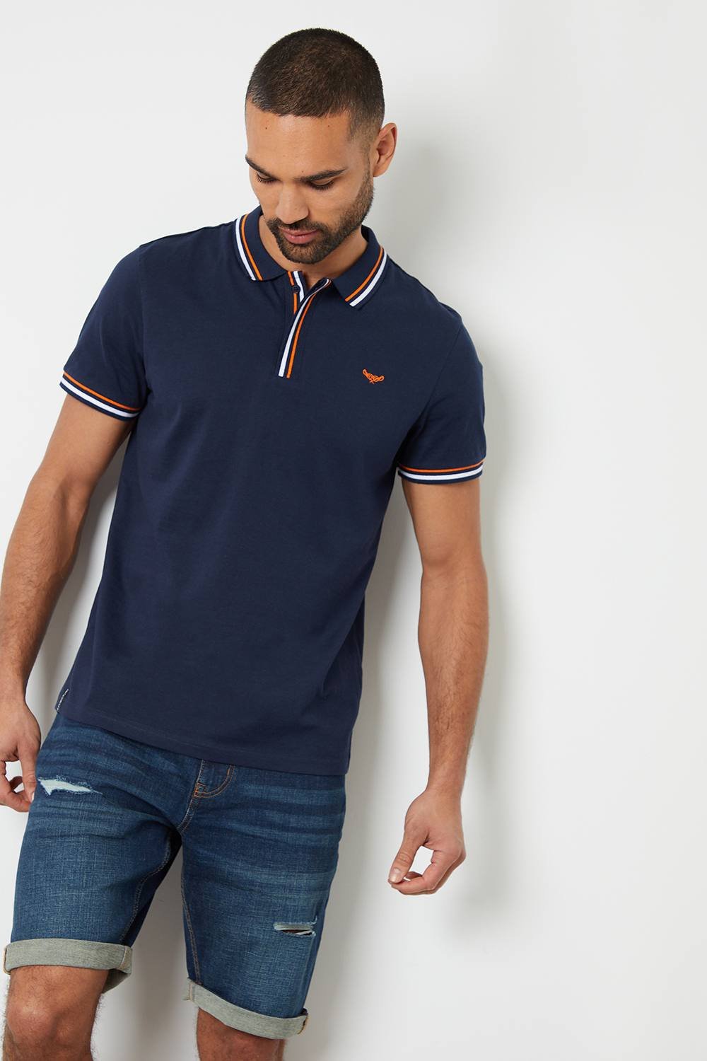Threadbare Threadbare Men's 'Boswell' Contrast Tipping Cotton Jersey Polo Shirt in Navy - 3