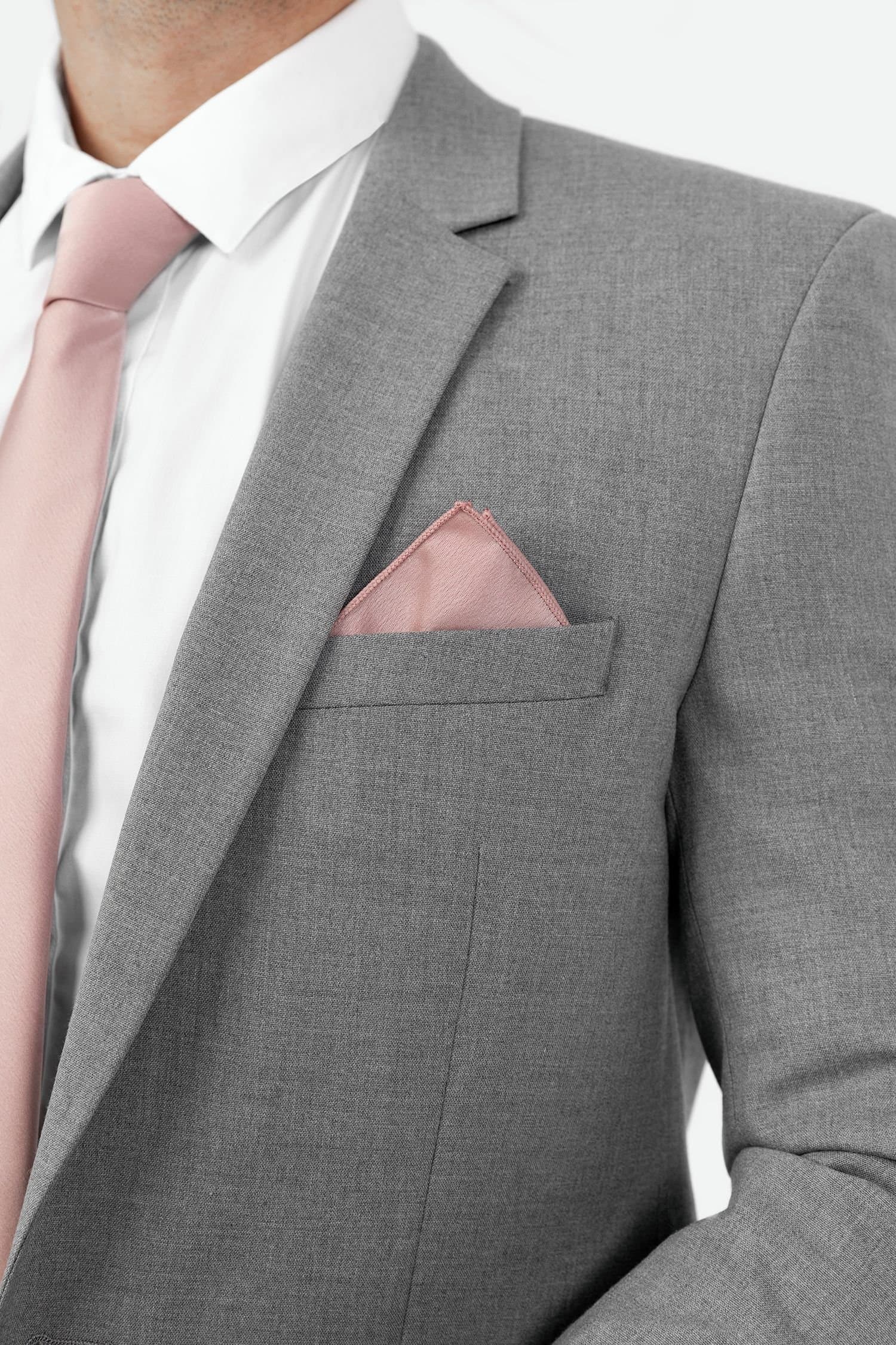 Maya Deluxe Maya Deluxe Men's Satin Tie Pocket Square Set in Pink