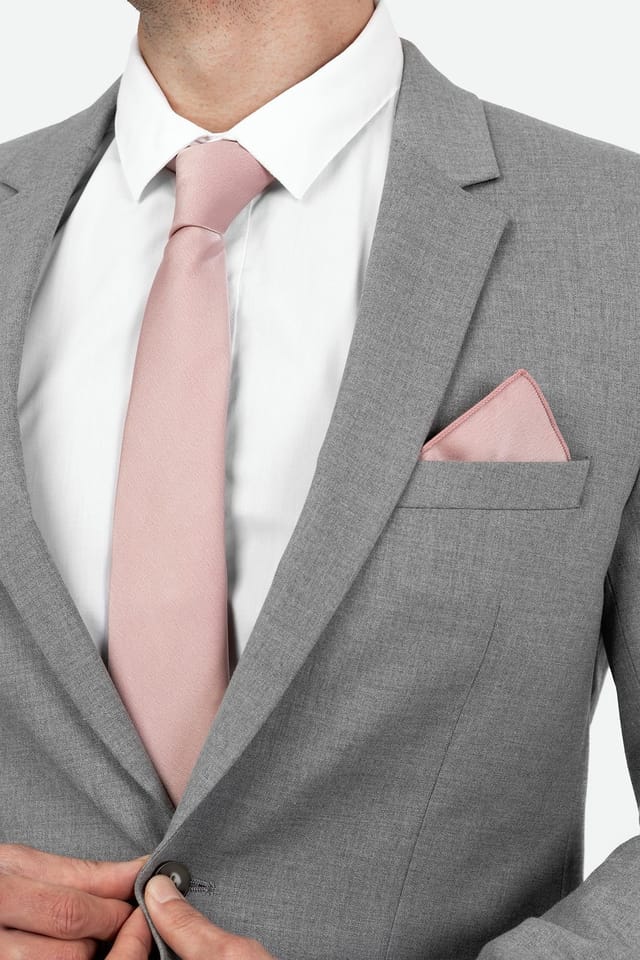 Maya Deluxe Maya Deluxe Men's Satin Tie Pocket Square Set in Pink - 2