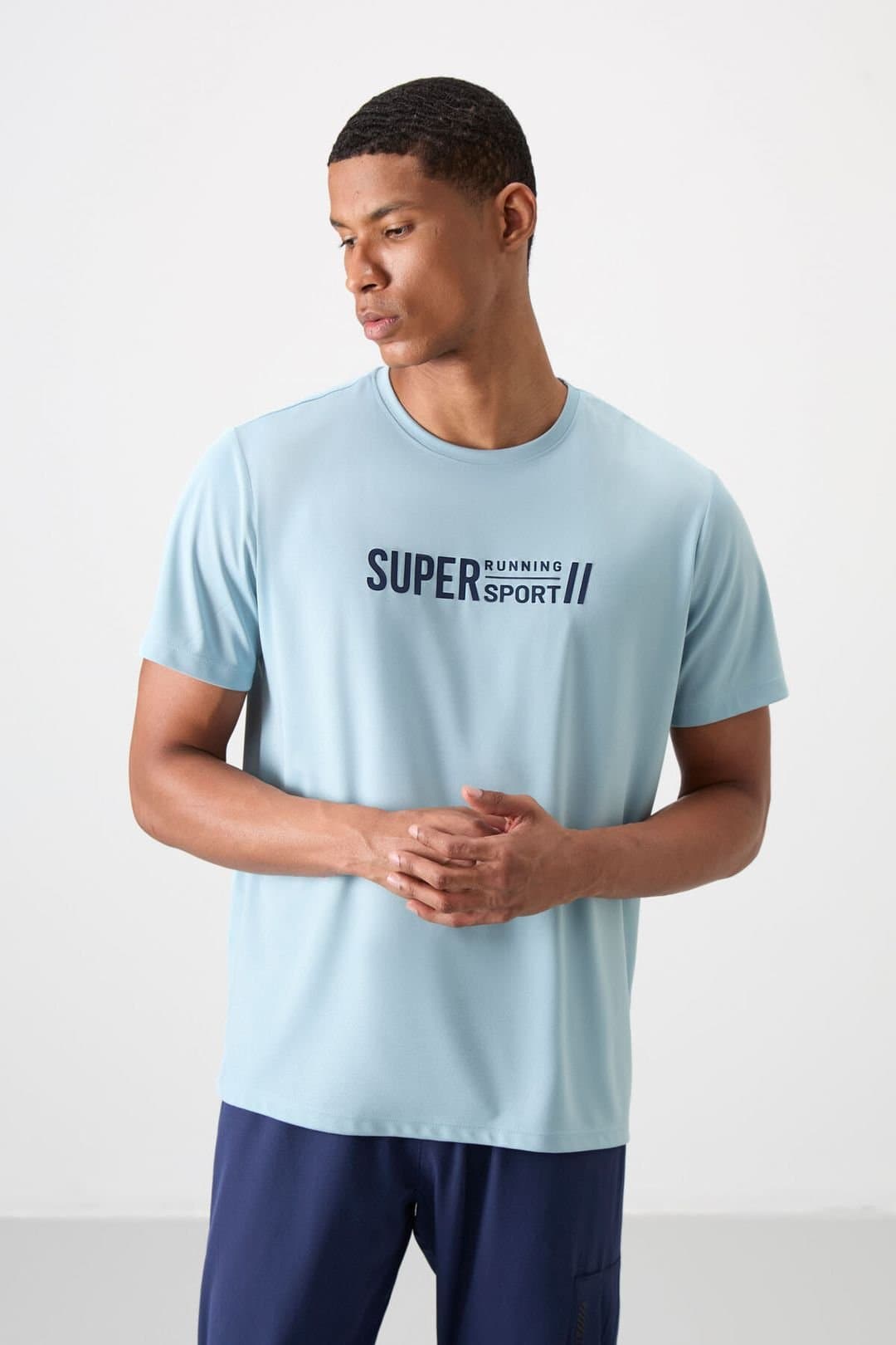 Tommy Life Tommy Life Men's Printed Crew Neck Short-Sleeve T-Shirt in Baby Blue