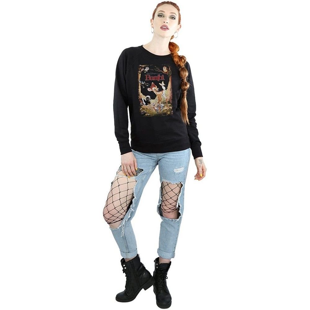 Bambi Bambi Women's Retro Poster Sweatshirt in Black - 4