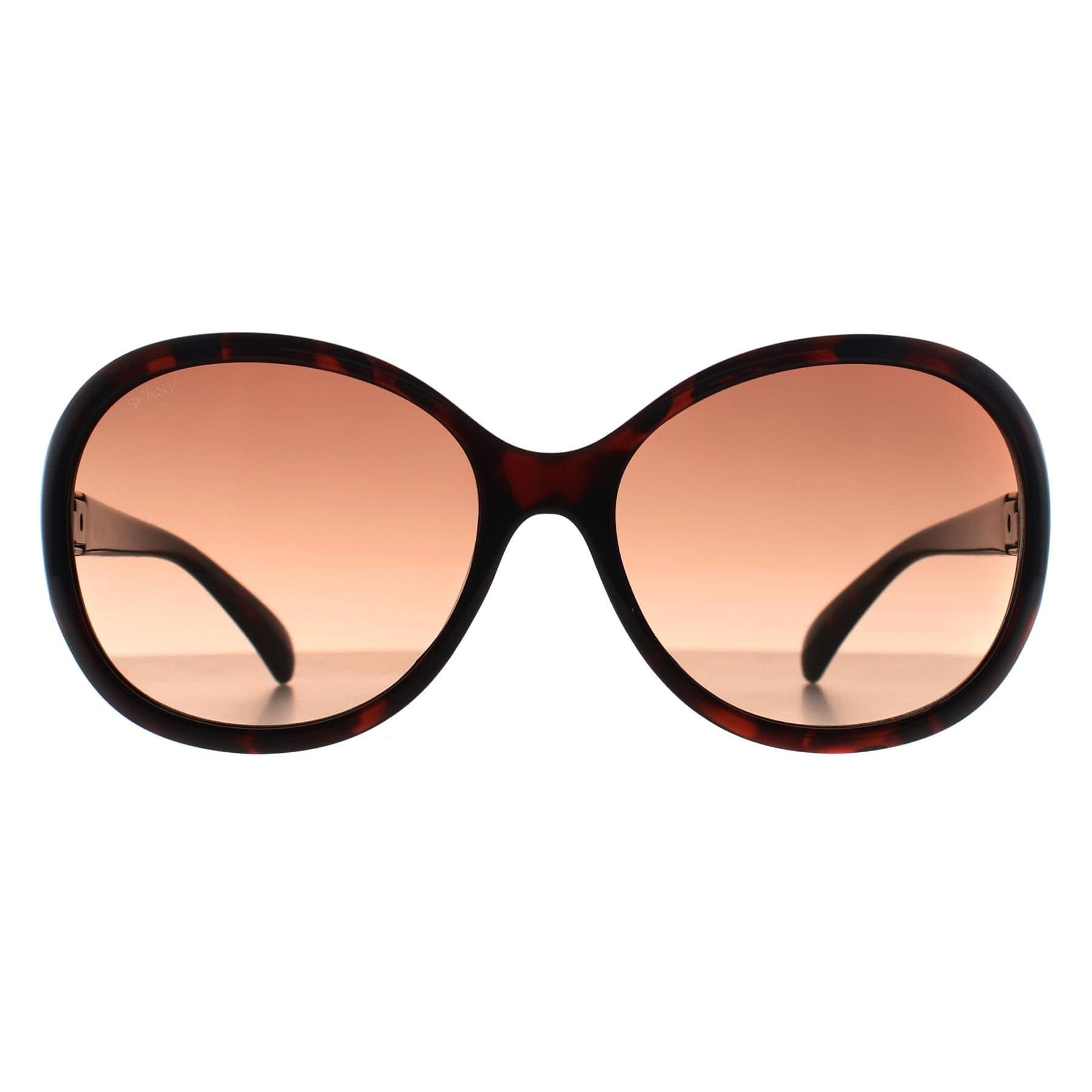 Seksy Seksy Women's Oval Transparent Red Havana Brown Gradient N2805