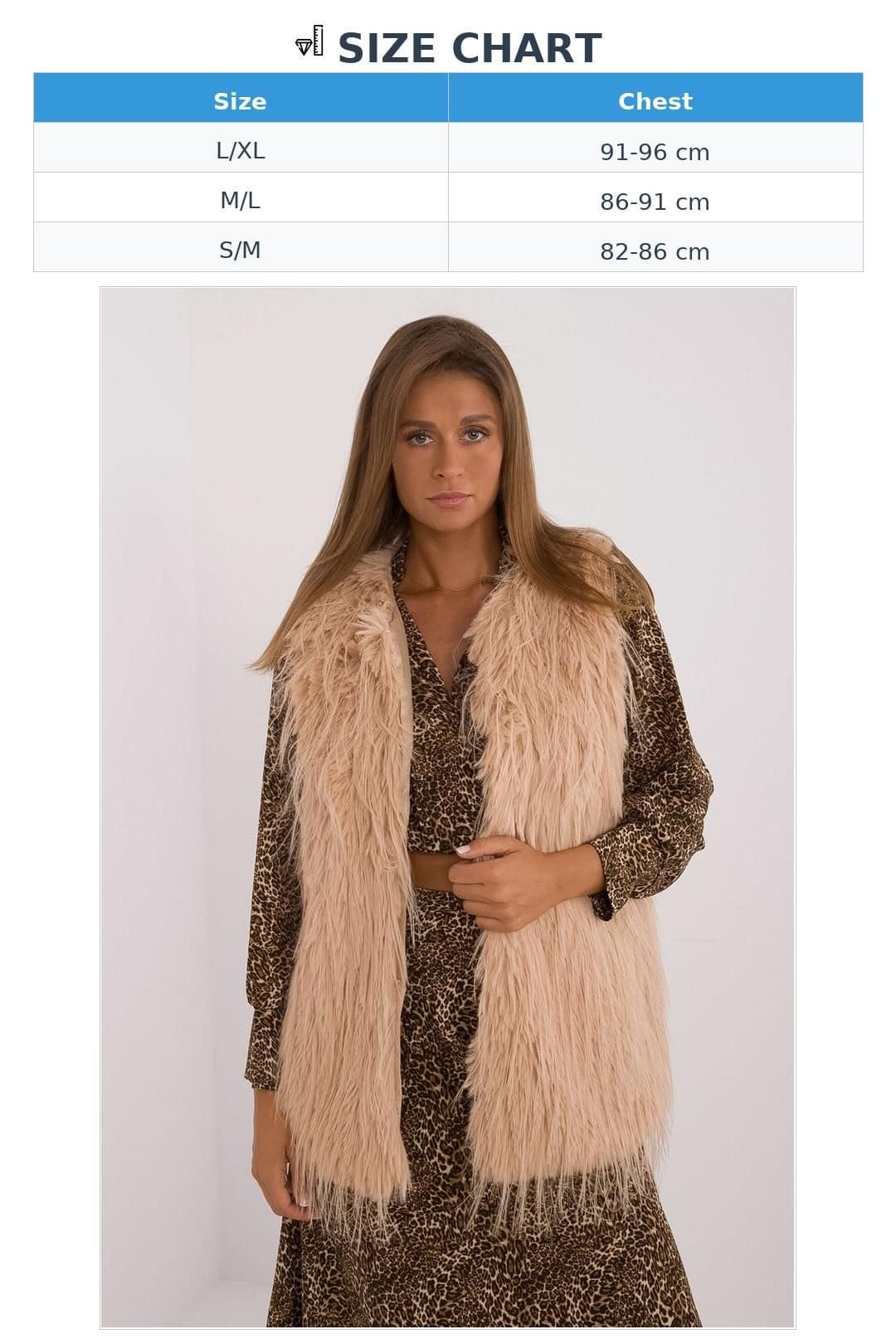Love Lace Love Lace Women's Casual Polyester Faux Fur Hook Vest in Beige - 4