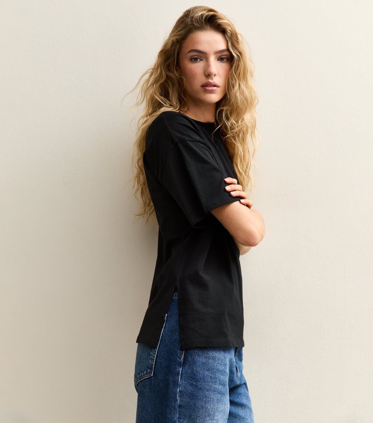 New Look New Look Black Side Split T-Shirt