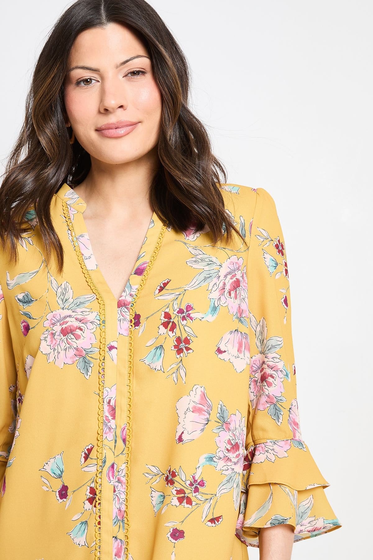 Wallis Wallis Women's Floral Ruffle Shift Dress in Ochre - 4
