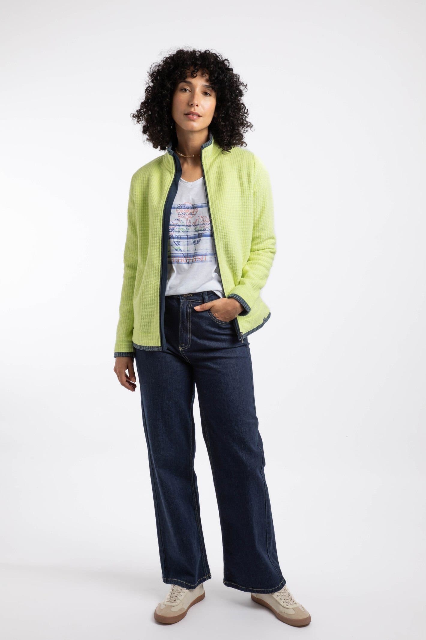 Weird Fish Weird Fish Women's Ariana Full Zip Grid Fleece in Lime