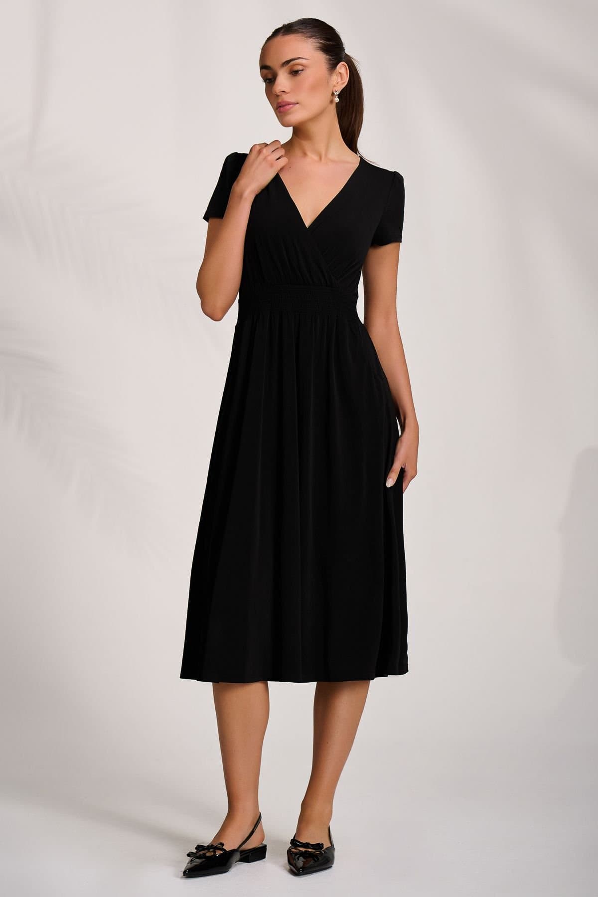 Jolie Moi Jolie Moi Women's Cap Sleeve Jersey Midi Dress in Black