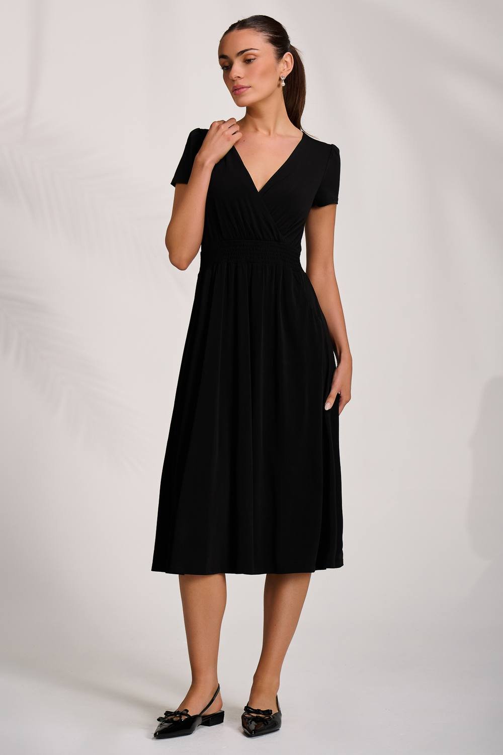 Jolie Moi Jolie Moi Women's Cap Sleeve Jersey Midi Dress in Black - 2